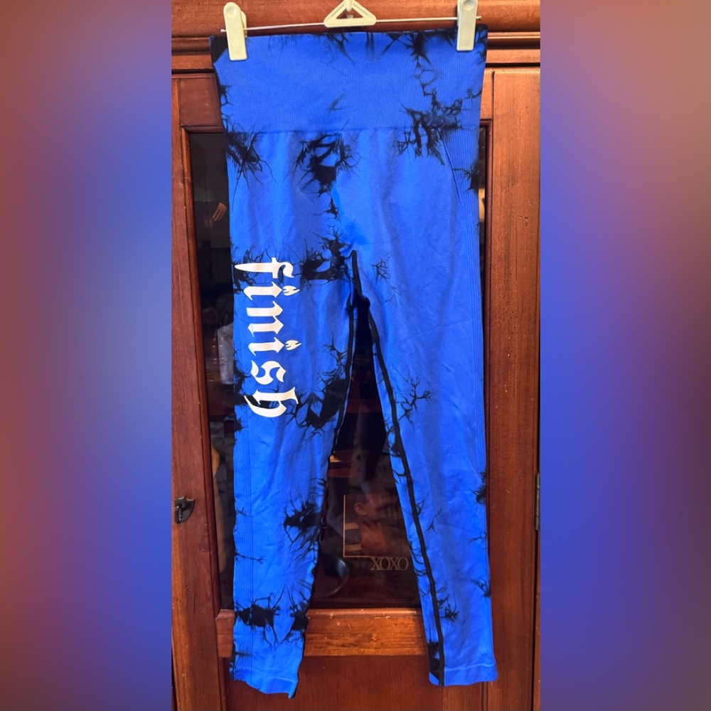 Finish brand Blue and Black Tie-Dye Leggings NEW size Medium